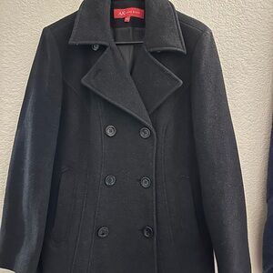 Anne Klein Black Peacoat Classic Wool Blend